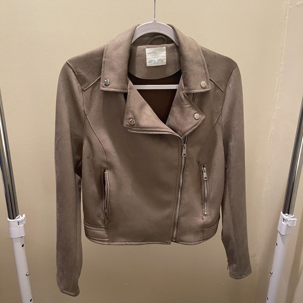 Grey Zipper Motorcycle Jacket